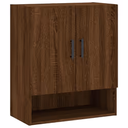 vidaXL Wall Cabinet Wall Display Cabinet High Gloss White Engineered Wood - brown oak