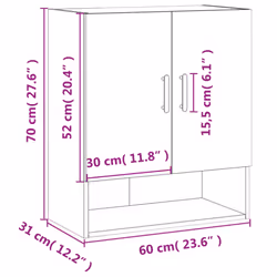 vidaXL Wall Cabinet Wall Display Cabinet High Gloss White Engineered Wood - brown oak