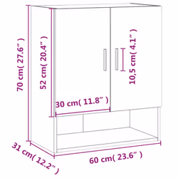 vidaXL Wall Cabinet Storage Cabinet Display Cabinet White Engineered Wood - grey sonoma - Additional view 3