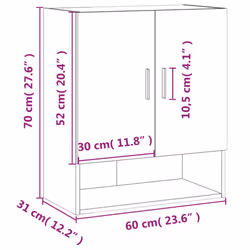 vidaXL Wall Cabinet Storage Cabinet Display Cabinet White Engineered Wood - brown oak