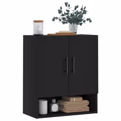 vidaXL Wall Cabinet Storage Cabinet Display Cabinet White Engineered Wood - black