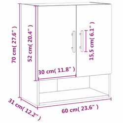 vidaXL Wall Cabinet Storage Cabinet Display Cabinet White Engineered Wood - concrete grey - Additional view 3