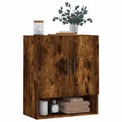vidaXL Wall Cabinet Storage Cabinet Display Cabinet White Engineered Wood - smoked oak