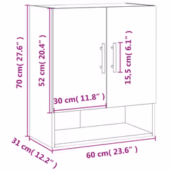 vidaXL Wall Cabinet Storage Cabinet Display Cabinet White Engineered Wood - brown oak