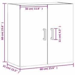 vidaXL Wall Cabinet Storage Cabinet Display Cabinet White Engineered Wood - smoked oak - Additional view 3