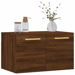vidaXL Wall Cabinet Storage Cabinet Display Cabinet White Engineered Wood - brown oak, 60 x 36.5 x 35 cm - Additional view 2