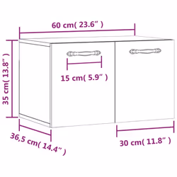 vidaXL Wall Cabinet Hanging Storage Cabinet Display Cabinet Engineered Wood - concrete grey, 60 x 36.5 x 35 cm - Additional view 3