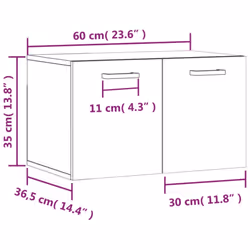 vidaXL Wall Cabinet Storage Cabinet Display Cabinet Sonoma Oak Engineered Wood - smoked oak, 60 x 36.5 x 35 cm - Additional view 10