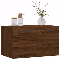 vidaXL Wall Cabinet Storage Cabinet Display Cabinet White Engineered Wood - brown oak, 60 x 36.5 x 35 cm - Additional view 2