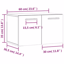 vidaXL Wall Cabinet Wall Storage Display Cabinet Grey Sonoma Engineered Wood - black, 60 x 36.5 x 35 cm