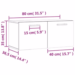 vidaXL Wall Cabinet Storage Cabinet Display Cabinet White Engineered Wood - concrete grey, 80 x 36.5 x 35 cm - Additional view 3