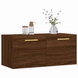 vidaXL Wall Cabinet Storage Cabinet Display Cabinet White Engineered Wood - brown oak, 80 x 36.5 x 35 cm - Additional view 2