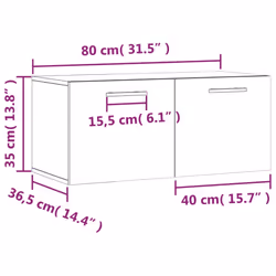 vidaXL Wall Cabinet Wall Storage Display Cabinet Grey Sonoma Engineered Wood - concrete grey, 80 x 36.5 x 35 cm - Additional view 3