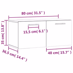 vidaXL Wall Cabinet Wall Storage Display Cabinet Grey Sonoma Engineered Wood - grey sonoma, 80 x 36.5 x 35 cm - Additional view 3