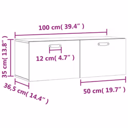 vidaXL Wall Cabinet Storage Cabinet Display Cabinet White Engineered Wood - concrete grey, 100 x 36.5 x 35 cm - Additional view 3