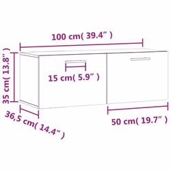 vidaXL Wall Cabinet Storage Cabinet Display Cabinet White Engineered Wood - grey sonoma, 100 x 36.5 x 35 cm - Additional view 3