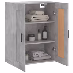 vidaXL Wall Mounted Cabinet Bathroom Cabinet Cupboard White Engineered Wood - concrete grey - Additional view 4