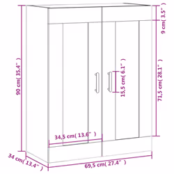 vidaXL Wall Mounted Cabinet Bathroom Cabinet Cupboard White Engineered Wood - smoked oak