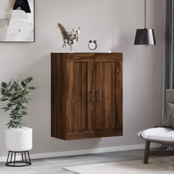 vidaXL Wall Mounted Cabinet Bathroom Cabinet Cupboard White Engineered Wood - brown oak - Additional view 2