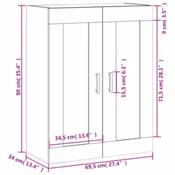 vidaXL Wall Mounted Cabinet Bathroom Cabinet Cupboard White Engineered Wood - brown oak - Additional view 3