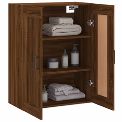 vidaXL Wall Mounted Cabinet Bathroom Cabinet Cupboard White Engineered Wood - brown oak - Additional view 4