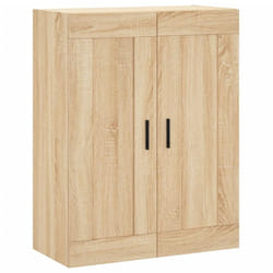 vidaXL Wall Mounted Cabinet Display Cabinet High Gloss White Engineered Wood - sonoma oak