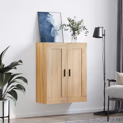 vidaXL Wall Mounted Cabinet Display Cabinet High Gloss White Engineered Wood - sonoma oak