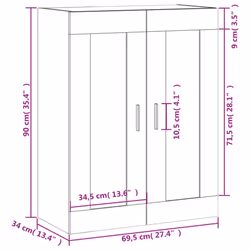 vidaXL Wall Mounted Cabinet Display Cabinet High Gloss White Engineered Wood - sonoma oak