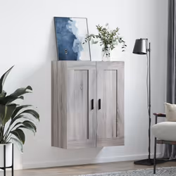 vidaXL Wall Mounted Cabinet Display Cabinet High Gloss White Engineered Wood - grey sonoma