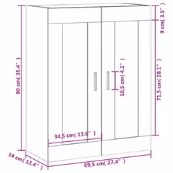 vidaXL Wall Mounted Cabinet Display Cabinet High Gloss White Engineered Wood - grey sonoma