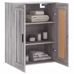 vidaXL Wall Mounted Cabinet Display Cabinet High Gloss White Engineered Wood - grey sonoma - Additional view 4