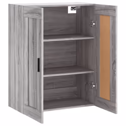 vidaXL Wall Mounted Cabinet Display Cabinet High Gloss White Engineered Wood - grey sonoma - Additional view 6