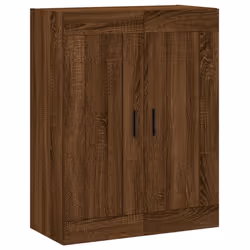 vidaXL Wall Mounted Cabinet Display Cabinet High Gloss White Engineered Wood - brown oak