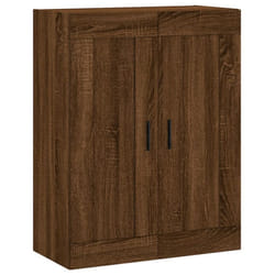 vidaXL Wall Mounted Cabinet Display Cabinet High Gloss White Engineered Wood - brown oak