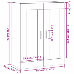 vidaXL Wall Mounted Cabinet Display Cabinet High Gloss White Engineered Wood - brown oak