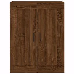 vidaXL Wall Mounted Cabinet Display Cabinet High Gloss White Engineered Wood - brown oak - Additional view 5