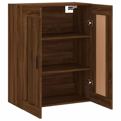 vidaXL Wall Mounted Cabinet Display Cabinet High Gloss White Engineered Wood - brown oak - Additional view 6