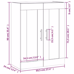 vidaXL Wall Mounted Cabinet Cupboard Side Cabinet Sonoma Oak Engineered Wood - grey sonoma