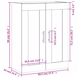 vidaXL Wall Mounted Cabinet Cupboard Side Cabinet Sonoma Oak Engineered Wood - brown oak