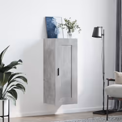 vidaXL Wall Mounted Cabinet Storage Cabinet Side Cabinet White Engineered Wood - concrete grey