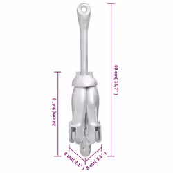 vidaXL Folding Anchor Grappling Portable Grapnel Marine Boat Anchor Silver Iron - 3.2 kg, with rope - Additional view 5