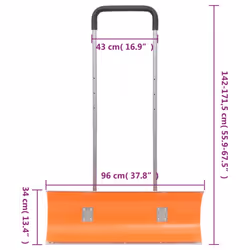 vidaXL Snow Shovel Snow Removal with Extendable Handle Orange Blade Steel - 96 cm