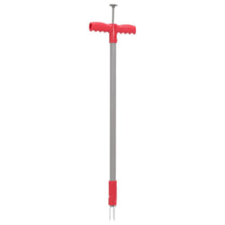 vidaXL Weed Remover Stand Up Weed Puller Red and Silver Anodised Aluminium - Red and grey