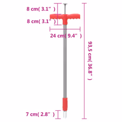 vidaXL Weed Remover Stand Up Weed Puller Red and Silver Anodised Aluminium - Red and grey
