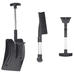 vidaXL Snow Shovel Kit Hand Shovel Snow Brush Ice Scraper 3-in-1 Black Aluminum