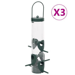 vidaXL Bird Feeders Bird Seed Feeder Bird Feeding Station 3 pcs Dark Green - 17 x 17 x 32 cm