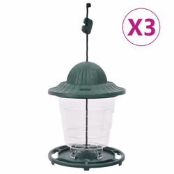 vidaXL Bird Feeders Bird Seed Feeder Bird Feeding Station 3 pcs Dark Green - 13 x 13 x 17 cm