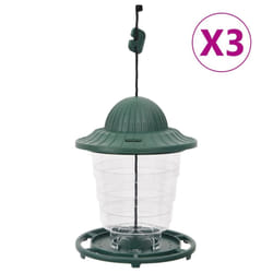 vidaXL Bird Feeders Bird Seed Feeder Bird Feeding Station 3 pcs Dark Green - 13 x 13 x 17 cm