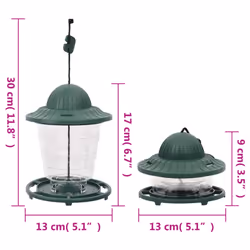 vidaXL Bird Feeders Bird Seed Feeder Bird Feeding Station 3 pcs Dark Green - 13 x 13 x 17 cm