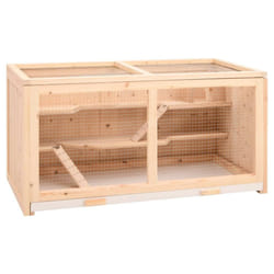 vidaXL Hamster Cage Small Animal Cage Hamster House Rat Cage Solid Wood Fir - 104 x 52 x 54 cm